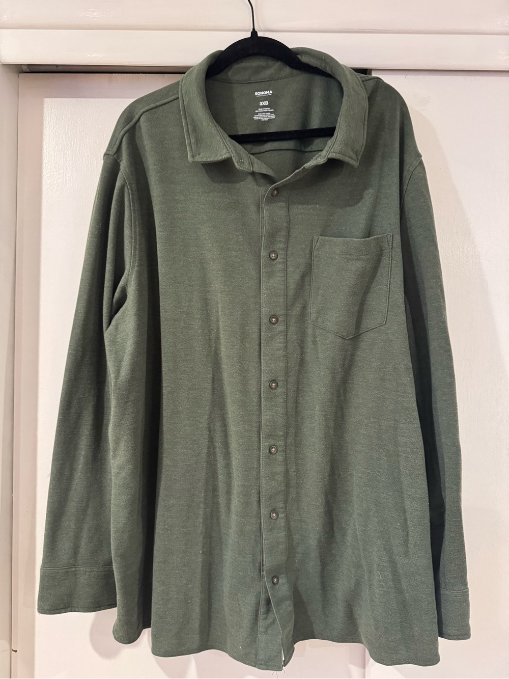 Sonoma Olive Green Casual Button-Down Shirt